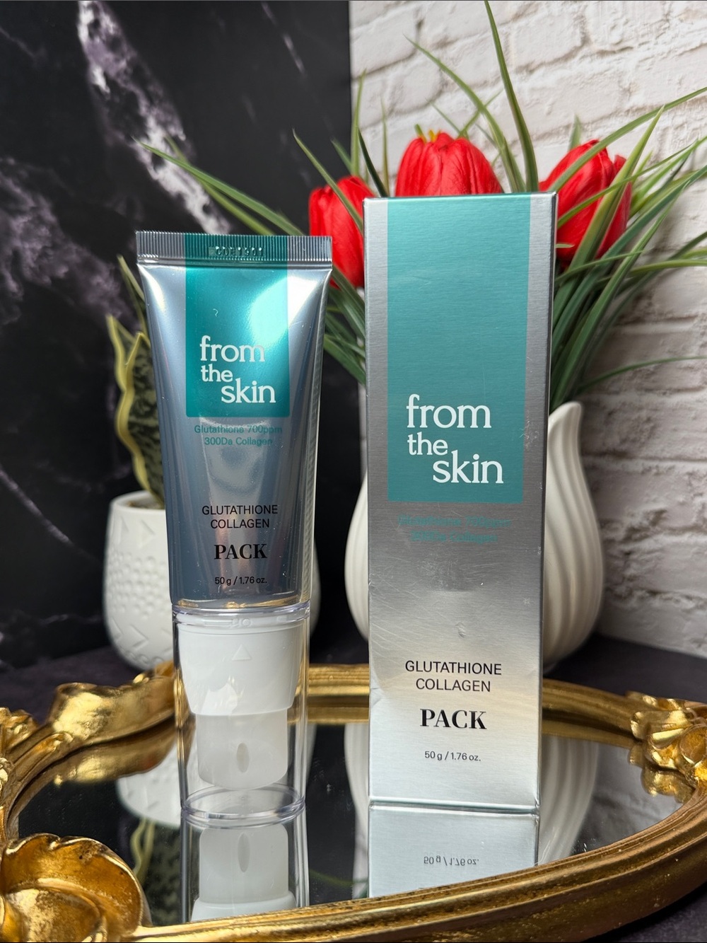 From The Skin Glutathione Collagen Pack - Teal & Silver